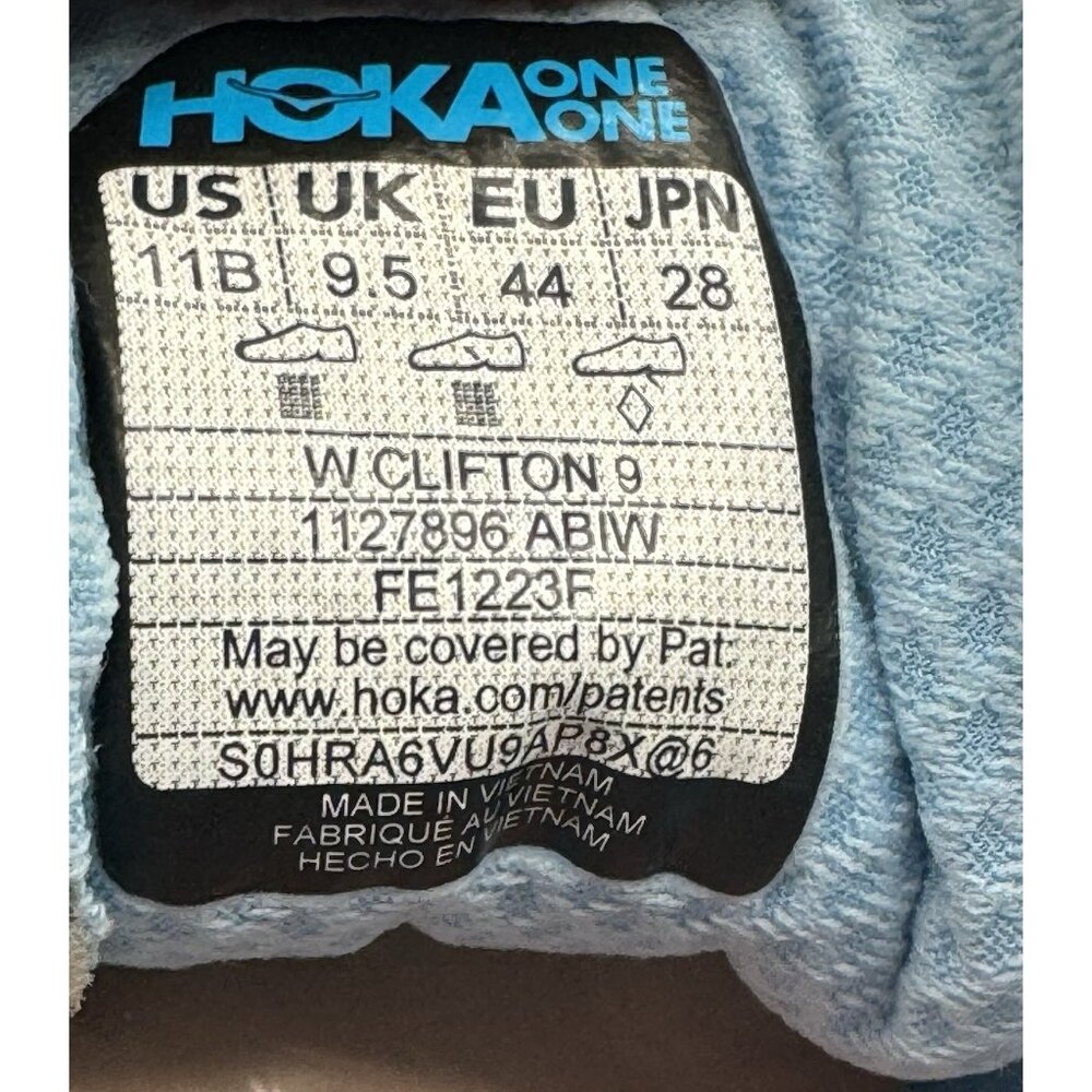 Hoka One One Womens Clifton 9 1127896 ABIW Blue Running Shoes Sneakers Sz 11B - Picture 15 of 15
